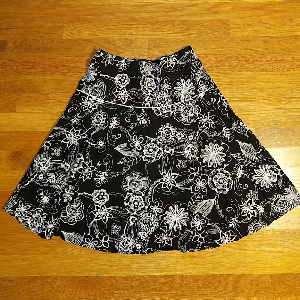 Black and white floral skirt